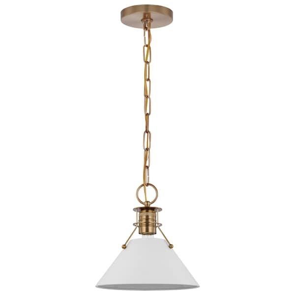 Nuvo Outpost 1-Light Small Pendant Matte White with Burnished Brass 60/7522 - main